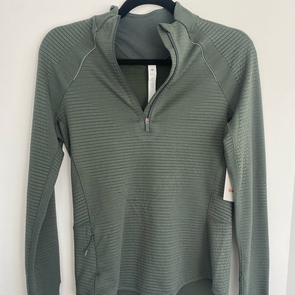 Lululemon ventscape half zip long sleeve khaki green running top - Picture 3 of 7